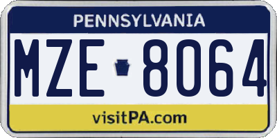 PA license plate MZE8064