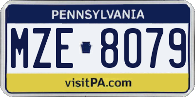 PA license plate MZE8079