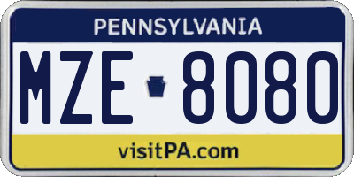 PA license plate MZE8080