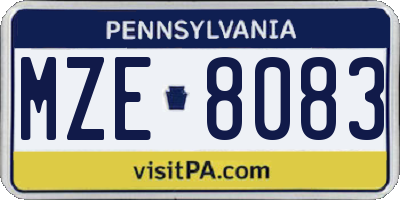 PA license plate MZE8083