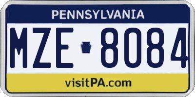 PA license plate MZE8084