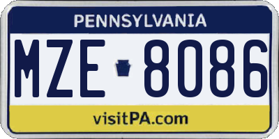 PA license plate MZE8086