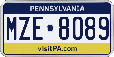 PA license plate MZE8089
