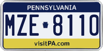 PA license plate MZE8110