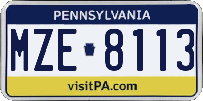 PA license plate MZE8113