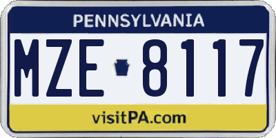 PA license plate MZE8117