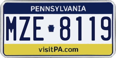 PA license plate MZE8119