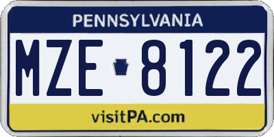 PA license plate MZE8122