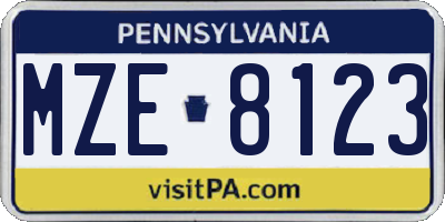 PA license plate MZE8123