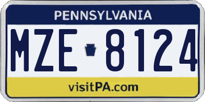 PA license plate MZE8124