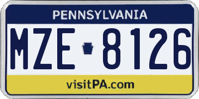 PA license plate MZE8126