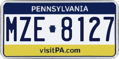 PA license plate MZE8127