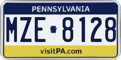 PA license plate MZE8128