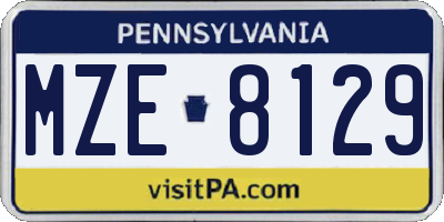 PA license plate MZE8129