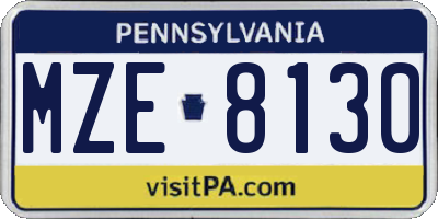 PA license plate MZE8130