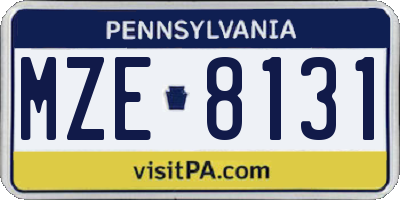 PA license plate MZE8131