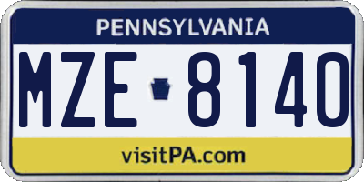 PA license plate MZE8140