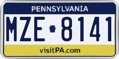 PA license plate MZE8141