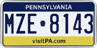 PA license plate MZE8143