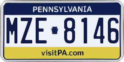 PA license plate MZE8146