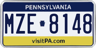 PA license plate MZE8148
