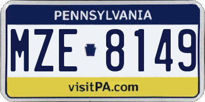 PA license plate MZE8149