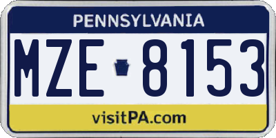 PA license plate MZE8153