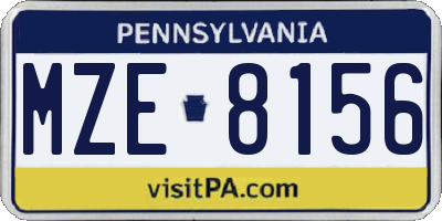 PA license plate MZE8156