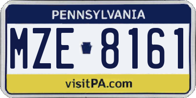 PA license plate MZE8161