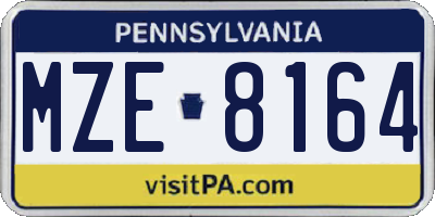 PA license plate MZE8164