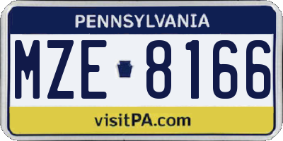 PA license plate MZE8166