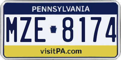 PA license plate MZE8174