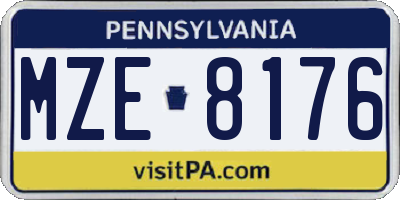 PA license plate MZE8176
