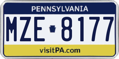 PA license plate MZE8177