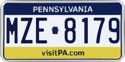 PA license plate MZE8179
