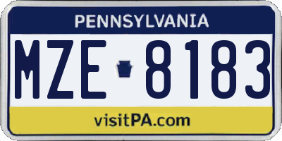 PA license plate MZE8183