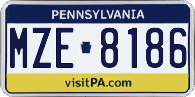 PA license plate MZE8186