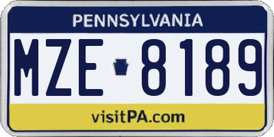 PA license plate MZE8189