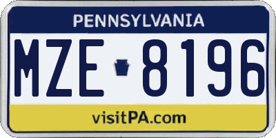 PA license plate MZE8196