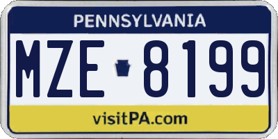 PA license plate MZE8199