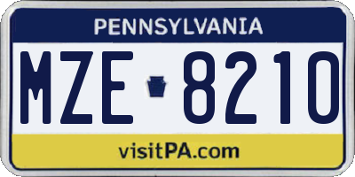 PA license plate MZE8210