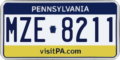 PA license plate MZE8211