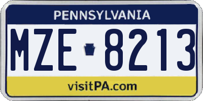 PA license plate MZE8213