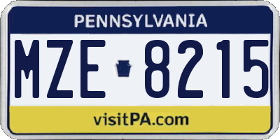 PA license plate MZE8215