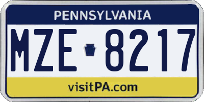 PA license plate MZE8217