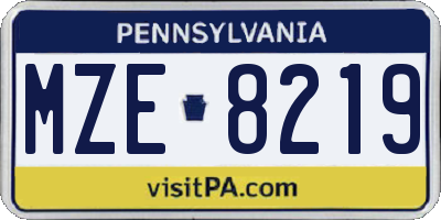 PA license plate MZE8219