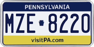 PA license plate MZE8220