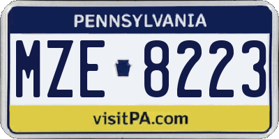 PA license plate MZE8223