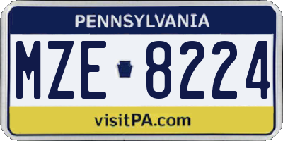 PA license plate MZE8224