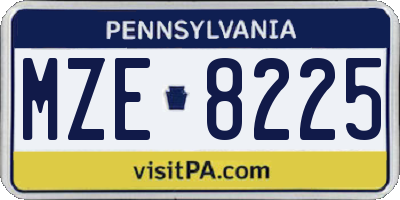 PA license plate MZE8225